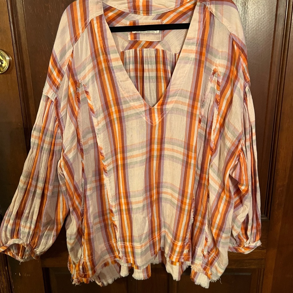 FREE PEOPLE (We the Free) solstice plaid top blouse